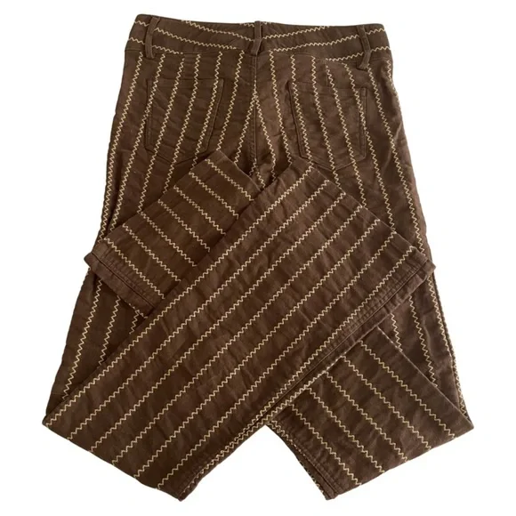 ❌ SOLD ❌ ALICE + Olivia Embroidered Flare Trousers Brown Size 6 - Picture 3 of 8